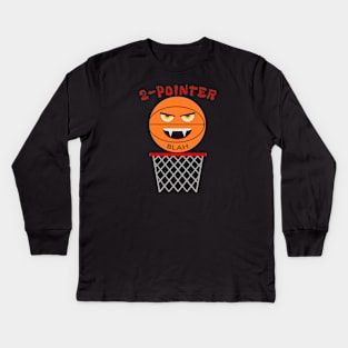 2 Pointer Basketball With Fangs Kids Long Sleeve T-Shirt